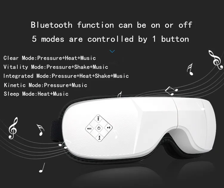 Беспроводной интеллектуальный массажер для глаз с тепловым сжатием для ухода за глазами и улучшения сна, снятия усталости глаз