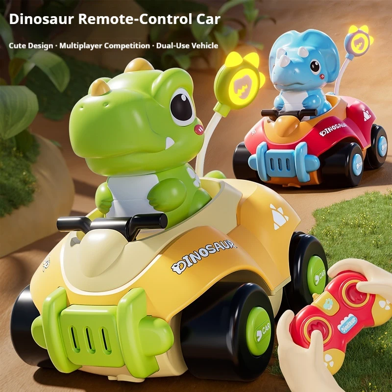 Dinosaur Remote Control Car 2 In 1 Cute Cartoon RC Vehicle With Detachable Dino Figure Birthday Gift For Indoor Outdoor  Play