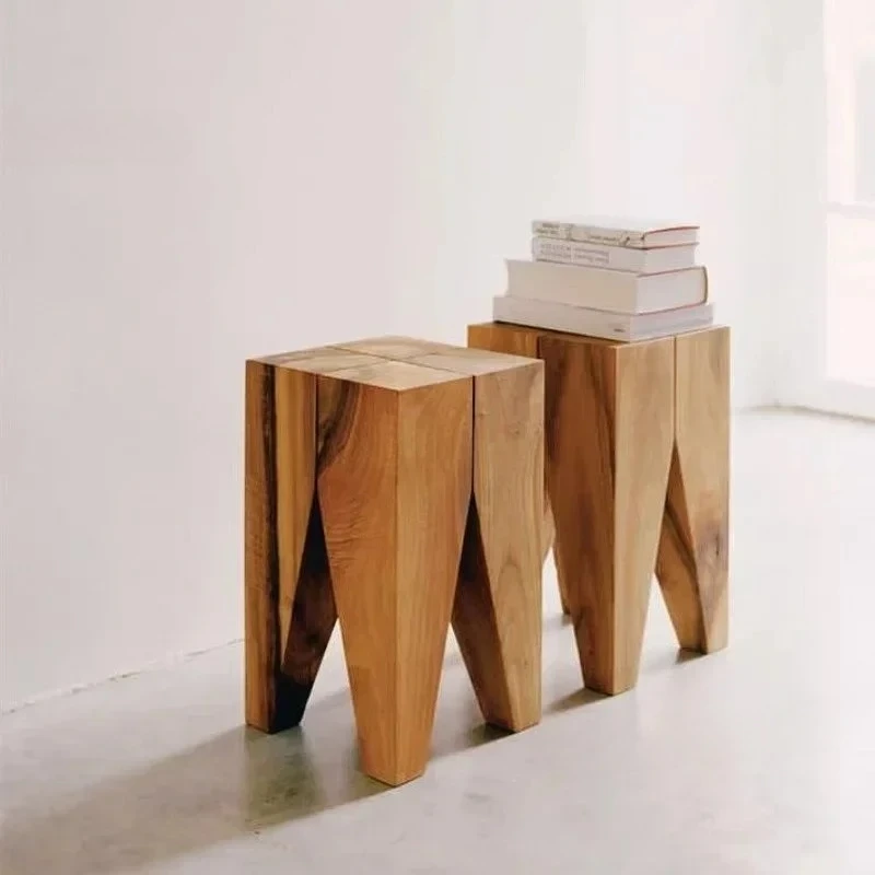Nordic Solid Wood Coffee Tables Stump Hotel Side Table Wabi-sabi Homestay Furniture Decoration Retro Creative Tea Table e
