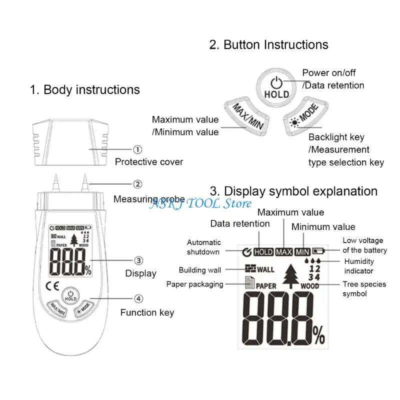 

L8RC Professional Moisture Detectors With Digital Display Auto Shut Off Function