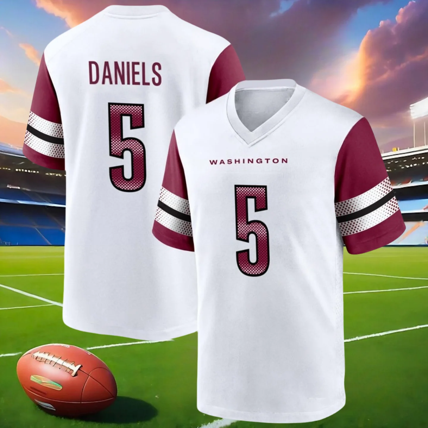 

New Fashion 2025 Summer Jaden Daniels Rugby Football Uniform Sports Training Quick-drying V-neck Short-Sleeved T-shirt Top