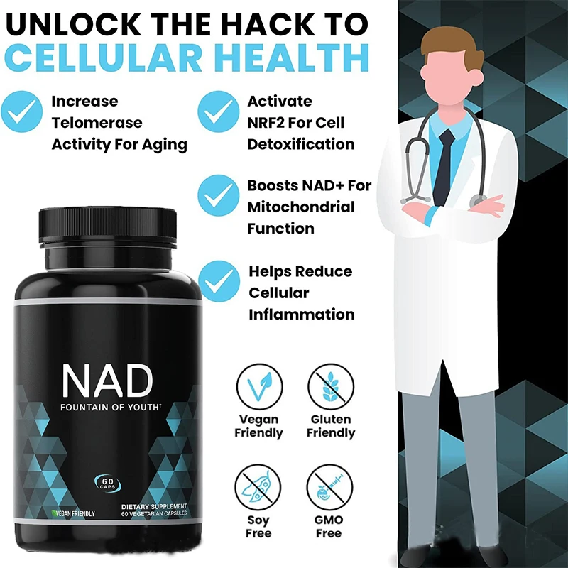 

1 bottle of NAD+nicotinamide mononucleotide capsules for balanced nutrition promoting health improving resistance Health food