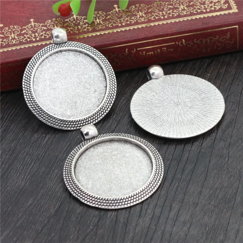 Nowa moda 5 sztuk 25mm wewnętrzna rozmiar antyczne srebro/pozłacane brąz czarne kolory fajny styl Cabochon baza ustawienie Charms wisiorek — zdjęcie 3