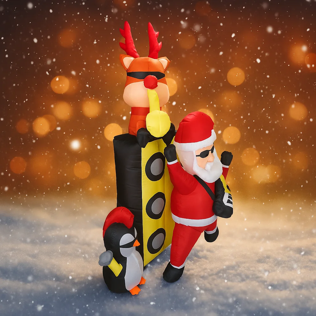 Decoración navideña de 6,8 pies, regalo festivo, juguete inflable para vacaciones de Navidad, banda de Papá Noel, Reno, muñeco de nieve, pingüino, decoración iluminada LED de Navidad