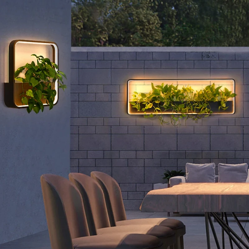 Outdoor Waterproof Solar-Powered Aluminum Rectangle Planter Landscape LED Wall Light For Garden & Patio Decor