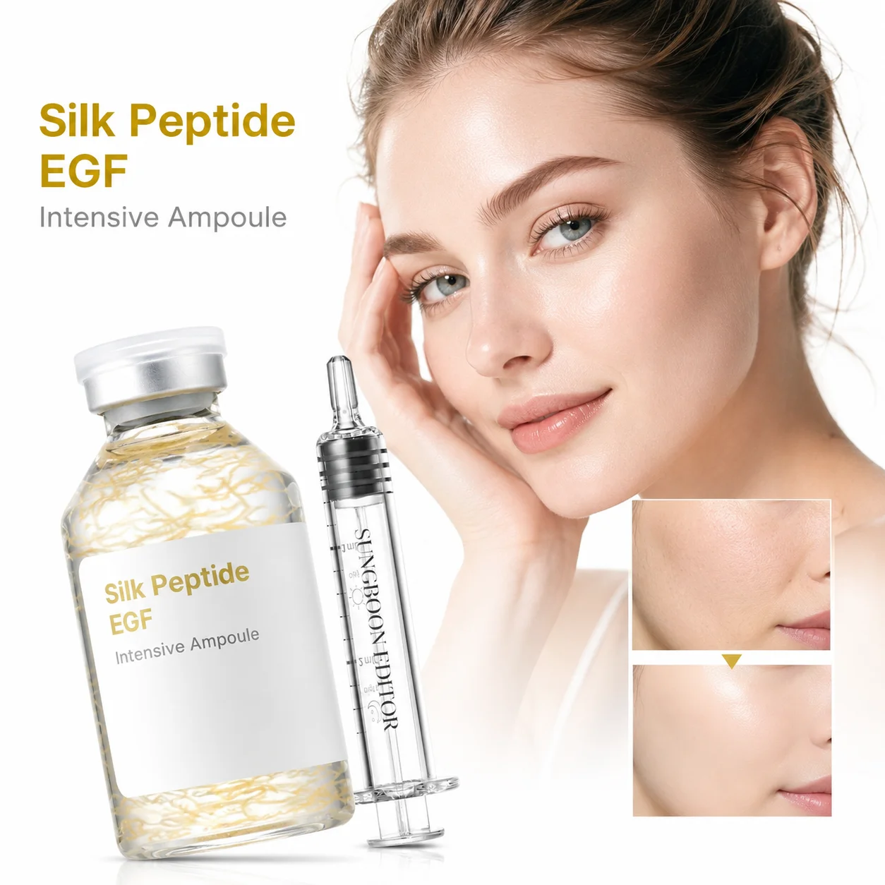 Deep Collagen Silk Peptide Essence EGF Nourishing Lightweight Face Serum for Dry Sensitive and Stressed Skin
