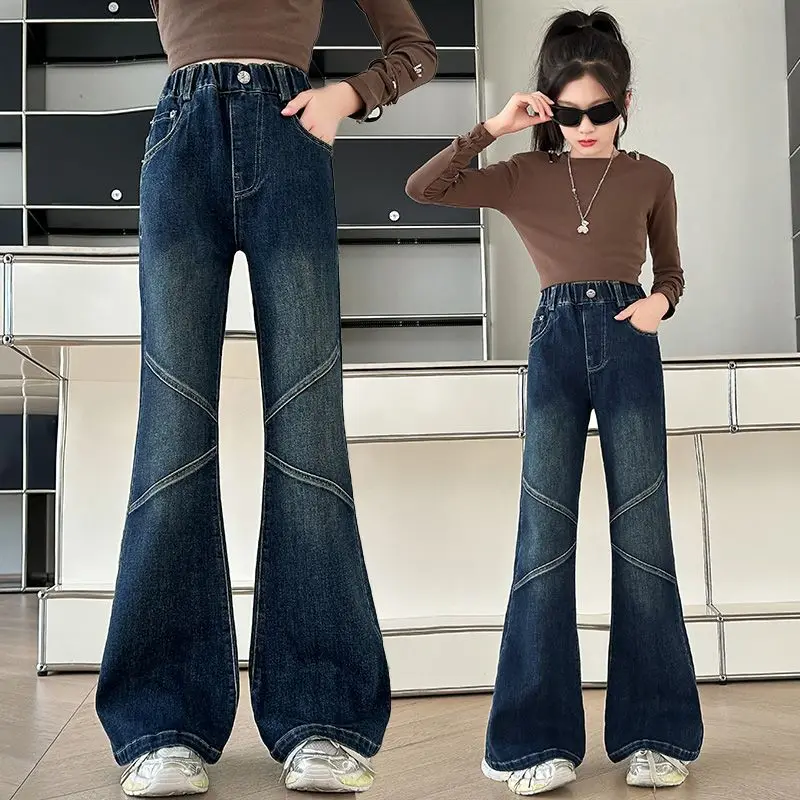 

Girl's Micro Bell-Bottom Jeans 2025 New Spring Autumn Elastic Slim Fit Tween Girls Stylish Versatile Jeans​