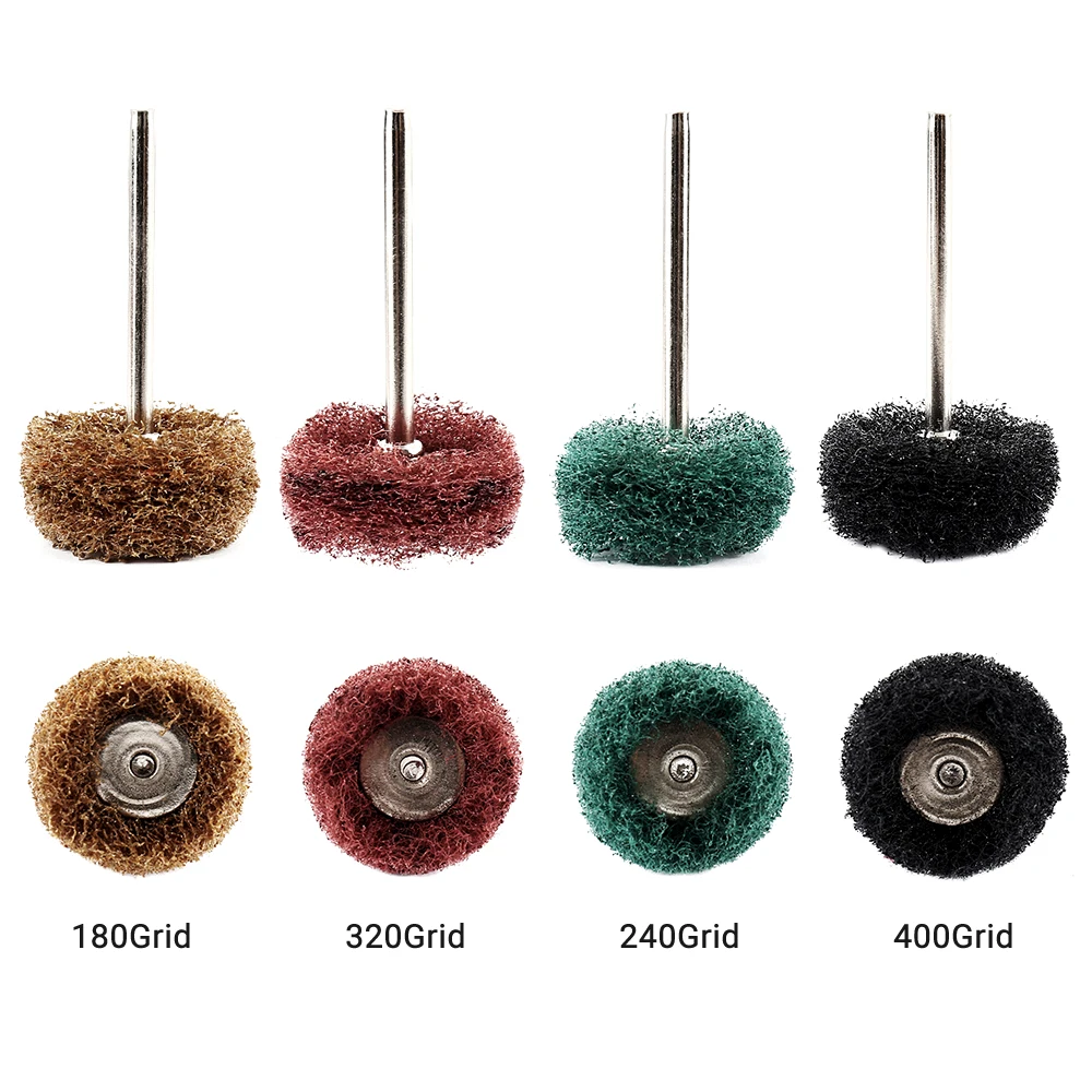 40pcs Mini Drill Abrasive Brush Nylon Buffing Polishing Wheel Sanding Head 3mm Shank  Buffs Rotating Tool Accessories