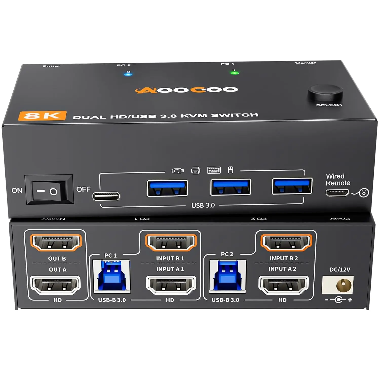 

8K 2 IN 2 OUT двойной монитор HDMI KVM-переключатель, 8K при 60 Гц 4K при 120 Гц USB 3.0 KVM-переключатель Расширенный дисплей 2 монитора 2 компьютера