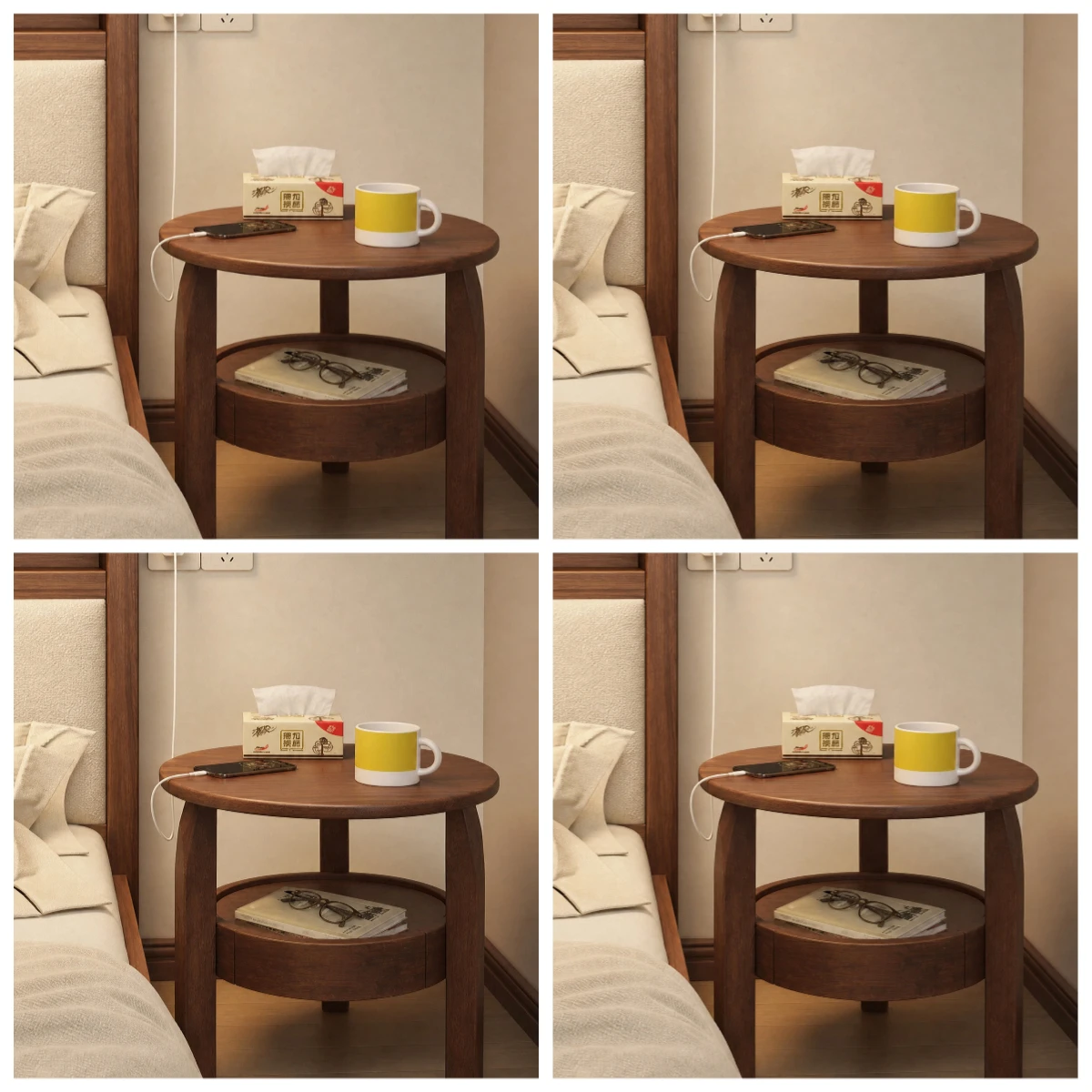 LLY all-solid wood bedside table, state-subsidized artifact replaces medieval style bedside small side shelves