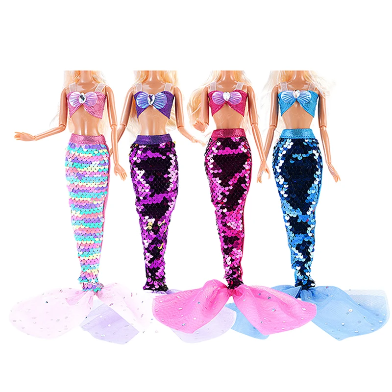 Shiny Beauty Fish Tail Mermaid Princess Dress Mermaid Costume For 11inch Doll Clothes Accessories