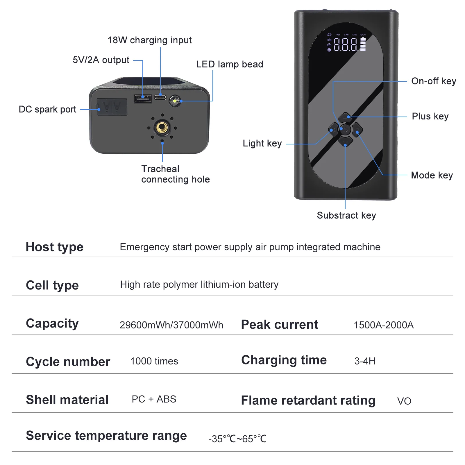 Car Jump Starter Tire Inflator Car Booster Emergency Power Bank 12V Air Compressor Portable Jump Starter