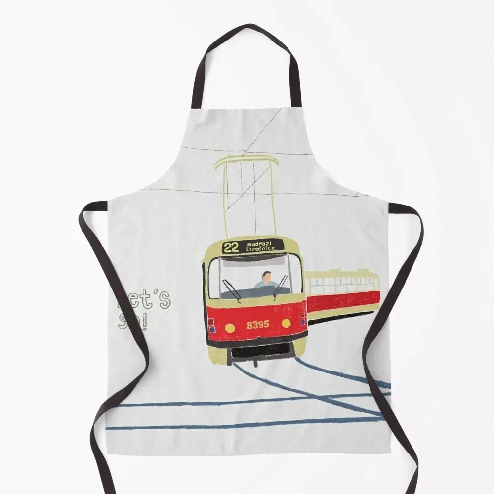 

Tram in Prague (Praha) Apron Household Items Kitchen Tools Accessories For Women beauty master Apron