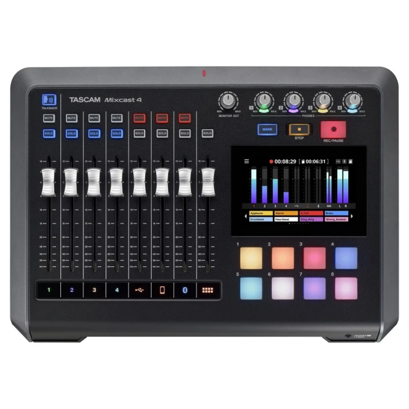 TASCAM MIXCAST 4 Podcast Station with built-in Recorder / USB Audio Interface for live streaming, event production or voice over