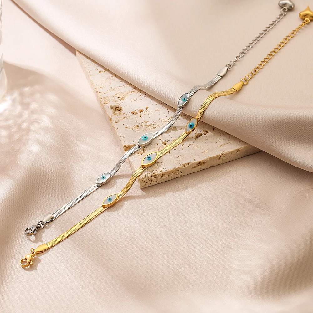 NEWBUY High Quality Non-Fading 316L Stainless Steel Jewelry Gold/Silver Color Evil Eye Choker Chain Bracelet For Women Girl Gift