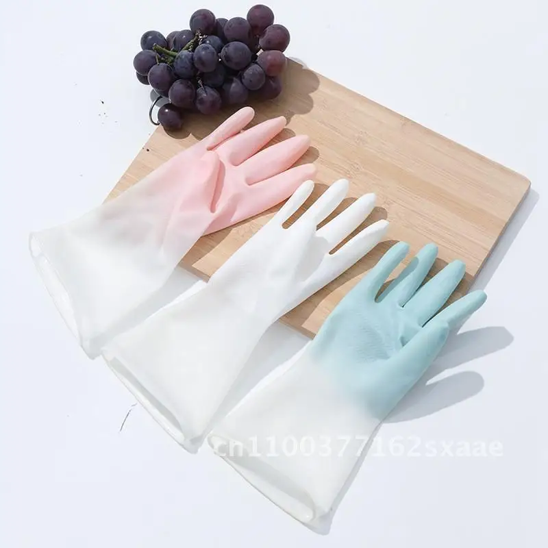 

Thin Lightweight Waterproof Rubber Dishwashing Gloves White Non-Slip Breathable Laundry Cleaning Household Gloves Two-Tone
