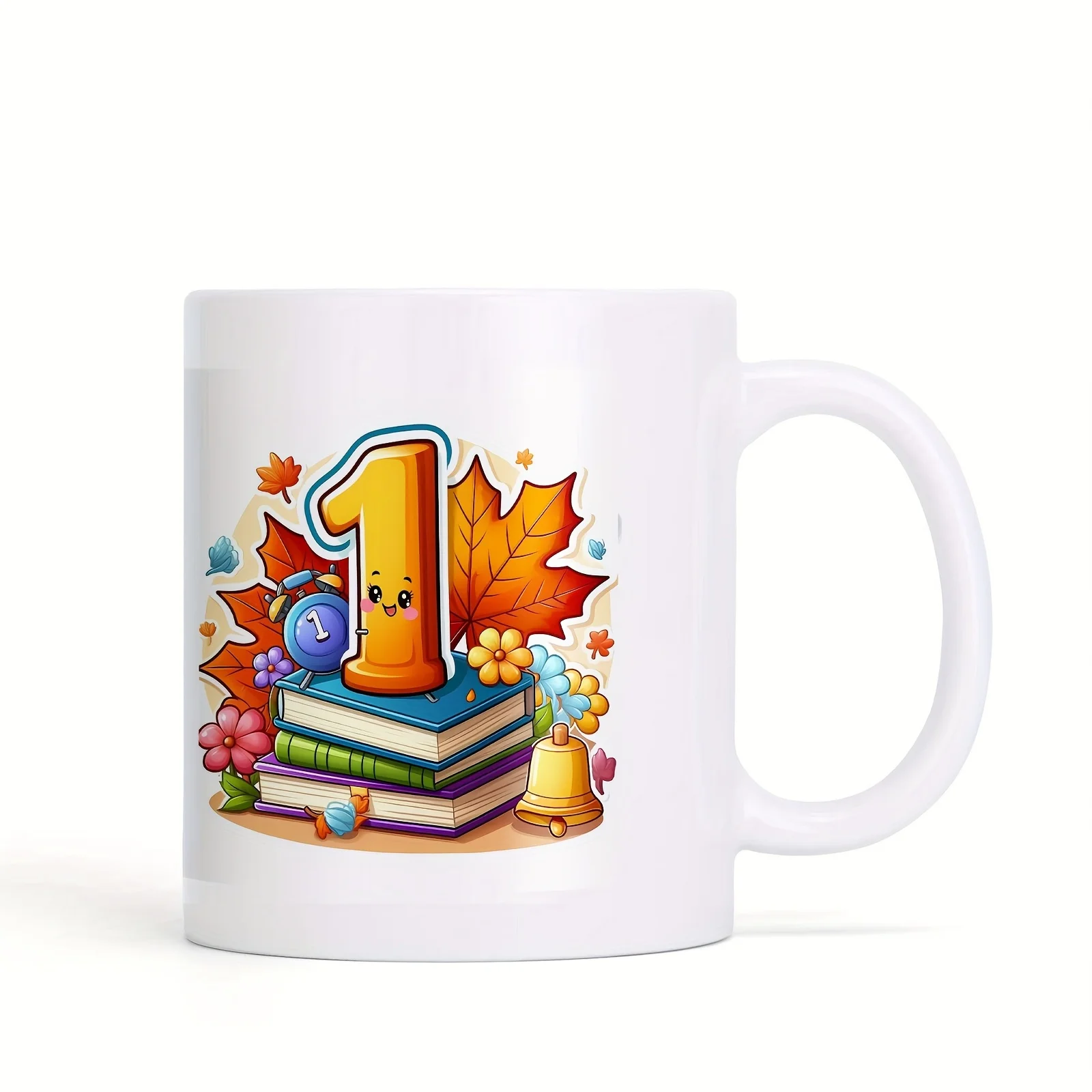 Custom Ceramic Mug, Coffee Cup, Printed with The Number 1 Book Design - Perfect for Back-To-School Season,