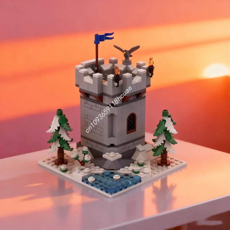 

291 шт. MOC морозная башня, модель замкнутого здания, строительные блоки, сборка, сделай сам, образование, кирпич, рождественские подарки, игрушки на день рождения