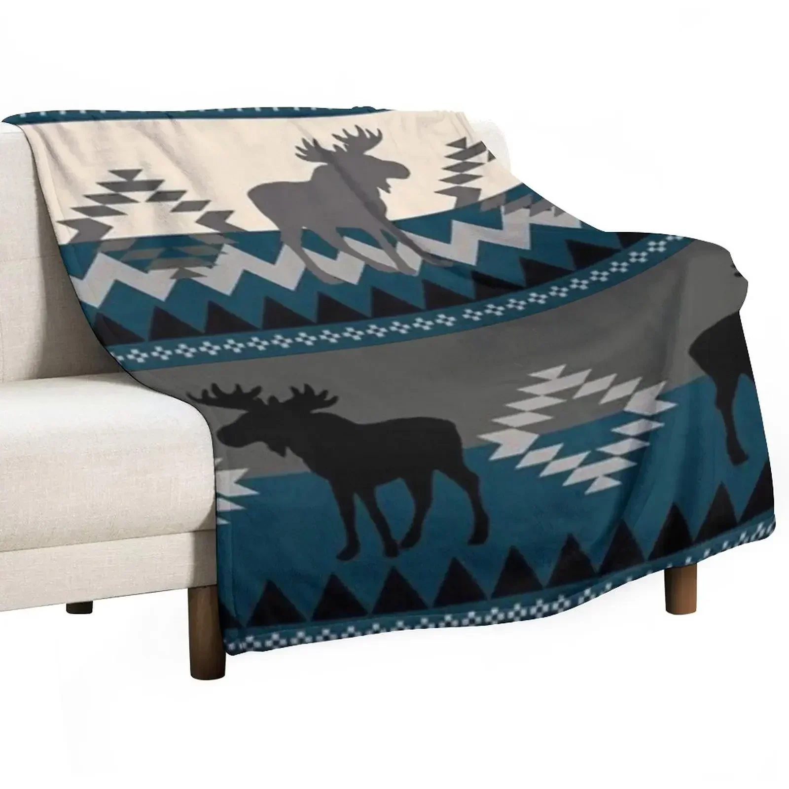 Moose Design Throw Blanket Sofa Plaid on the sofa Hair Polar Blankets