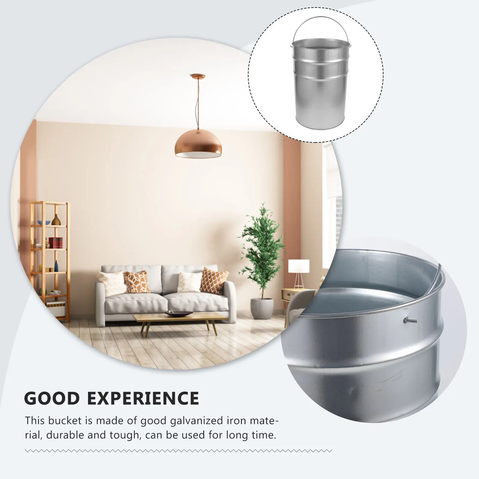 Metal Buckets with Handles Outdoor Trash Can Storage Bin Farmhouse Garbage outside Small Cans