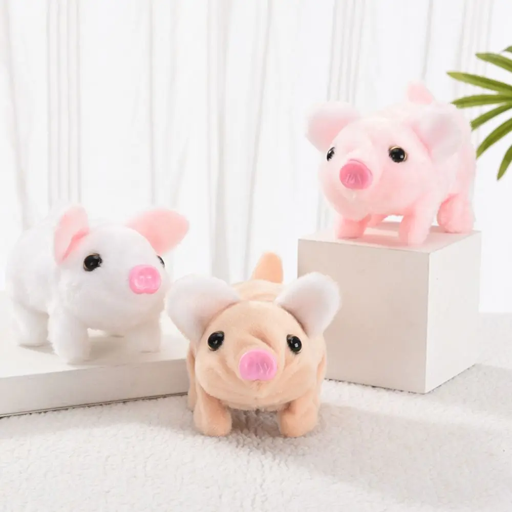 With Sound Electric Simulation Pig White Can Walk Electric Plush Pig Toy Moving Nose DIY Electronic Pig Children Gifts