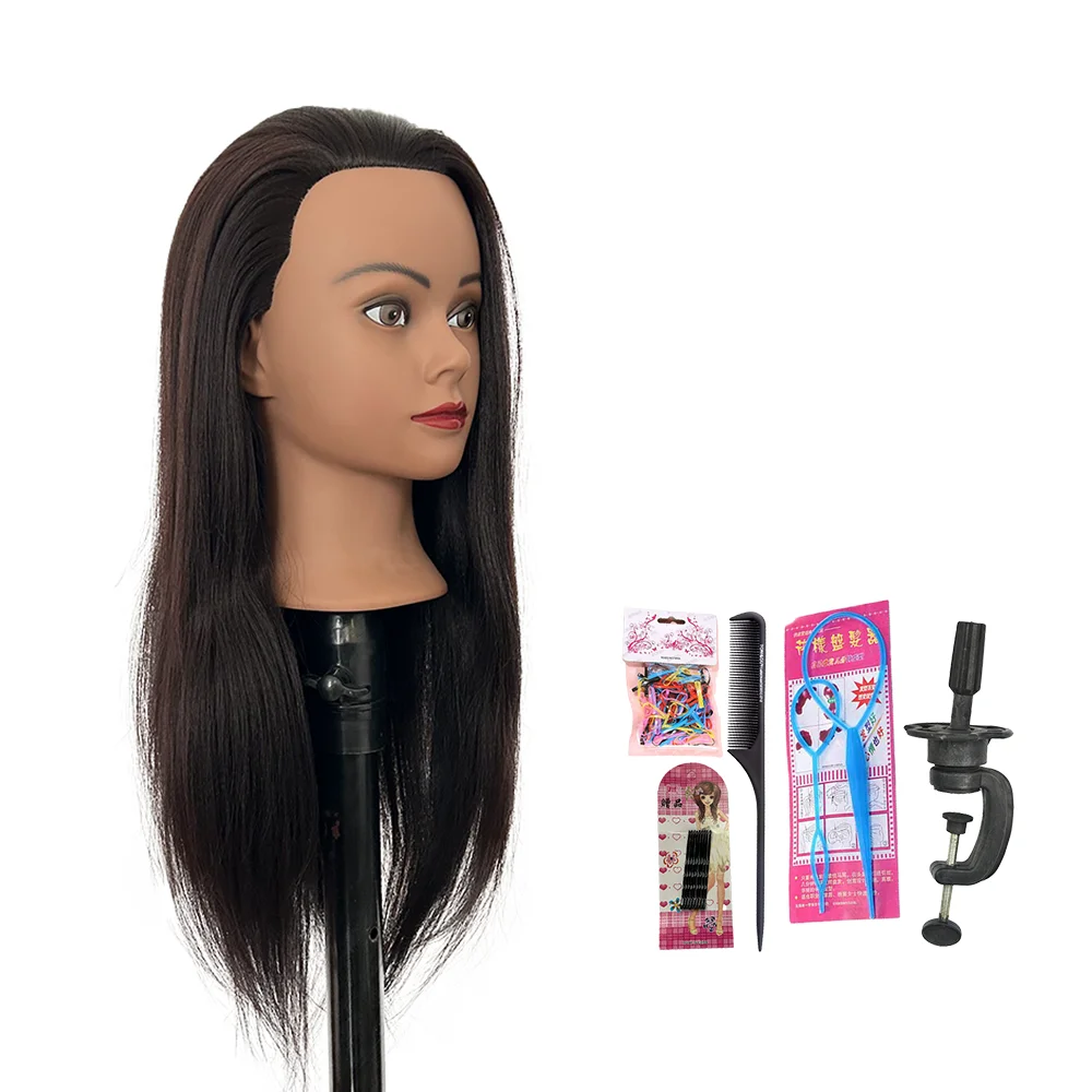 22inches Mannequin Head 100% Synthetic Hair Traininghead Styling Head Braid Hair Dolls Head for Practicing Cornrows and Braids