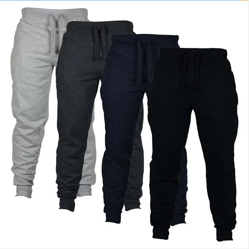 

2025 sports pants men's autumn and winter slim fit casual fitness drawstring solid color versatile men's small leg pants