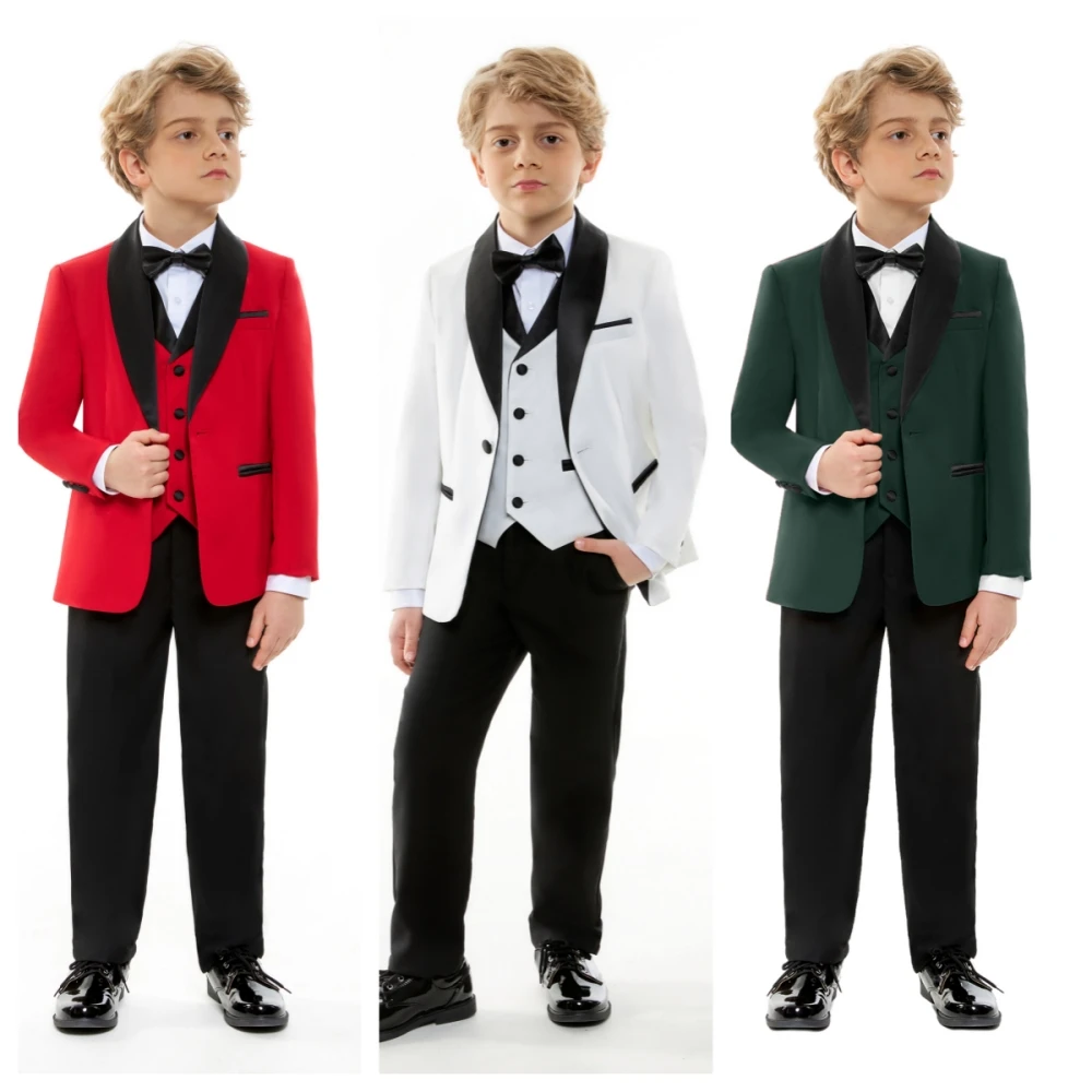 

Handsome Boys Suit Peak Lapel 4 Pieces Party Dress Wedding Set Popular Slim Fit Dresswear Suit Sets Children's school activity