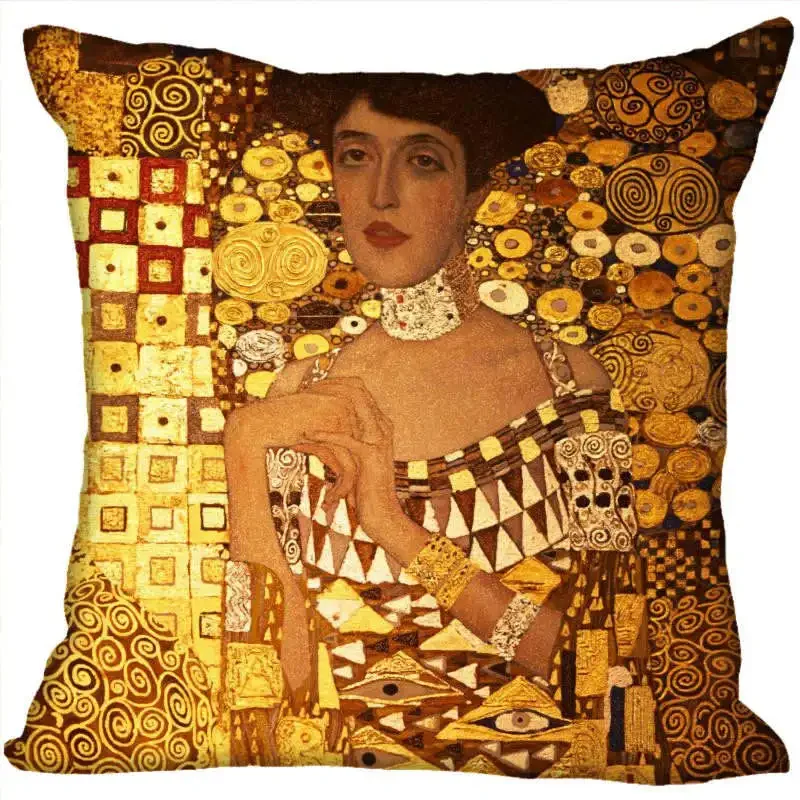 Custom Art Pattern Pillow Cases Gustav Klimt Square Pillowcase Christmas Zippered Pillow Cover 45*45cm(One Side)