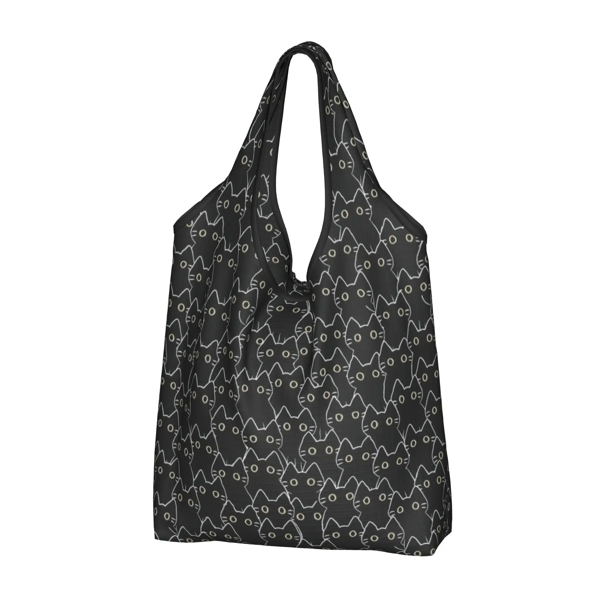 Recycling Funny Colourful Creative Cat Printed  Shopping Bag Women Tote Bag Portable  Groceries Shopper Bags