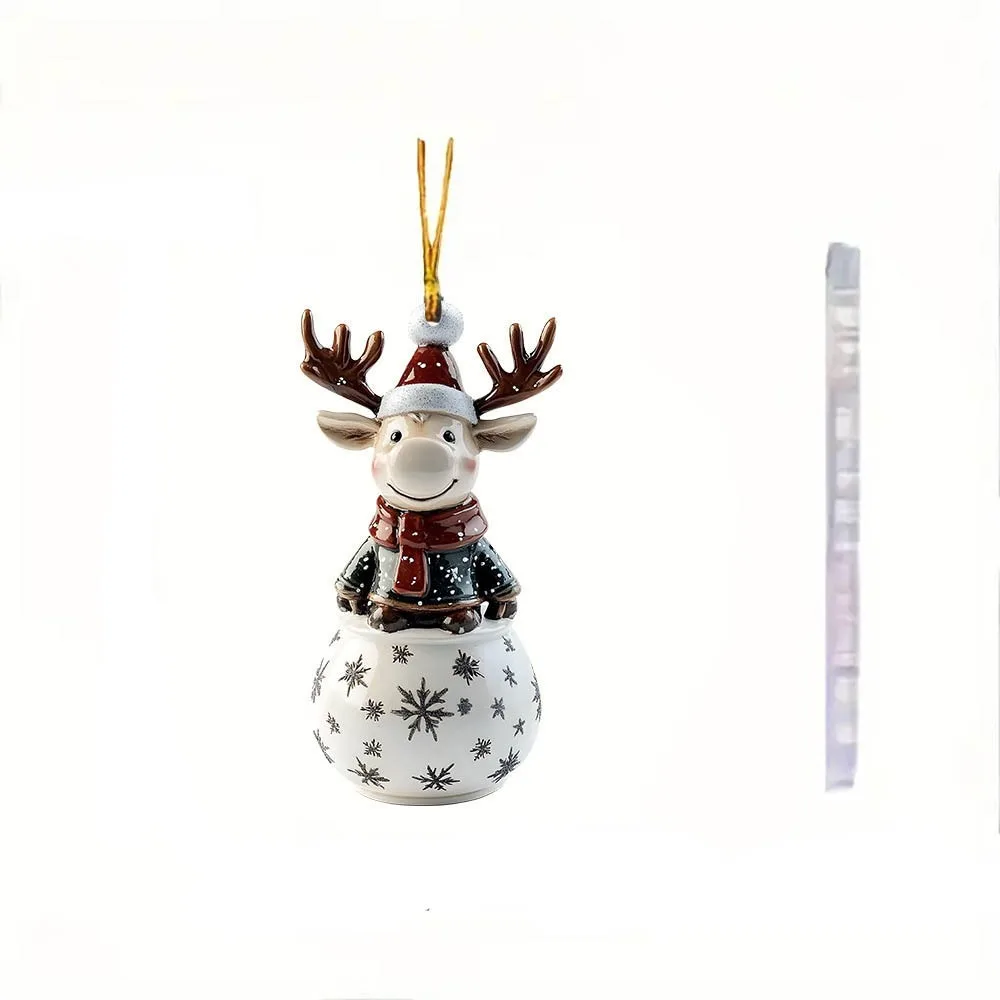

2D Plane Christmas Tree Pendant Acrylic Santa Claus/Snowman/Elk Christmas Decoration Painted Hanging Christmas Ornament Office
