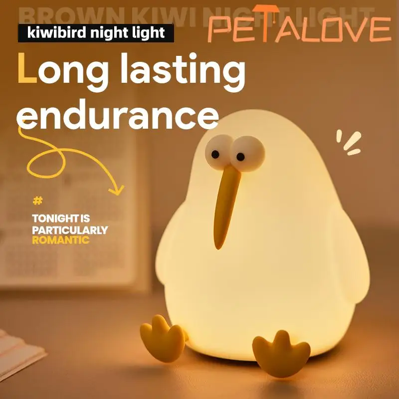 Kiwibird lampu malam lucu dekorasi hadiah indah 3-level penyesuaian kecerahan lembut persahabatan tahan lama