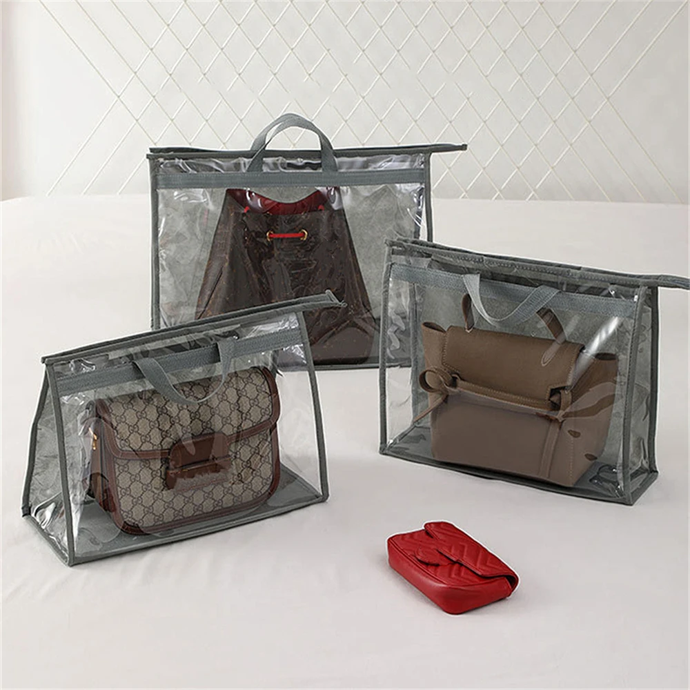 Pvc Transparent Dust-proof Handbag Storage Bag Organizer Home Wardrobe Storage And Organization Crossbody Zip Waterproof Bag