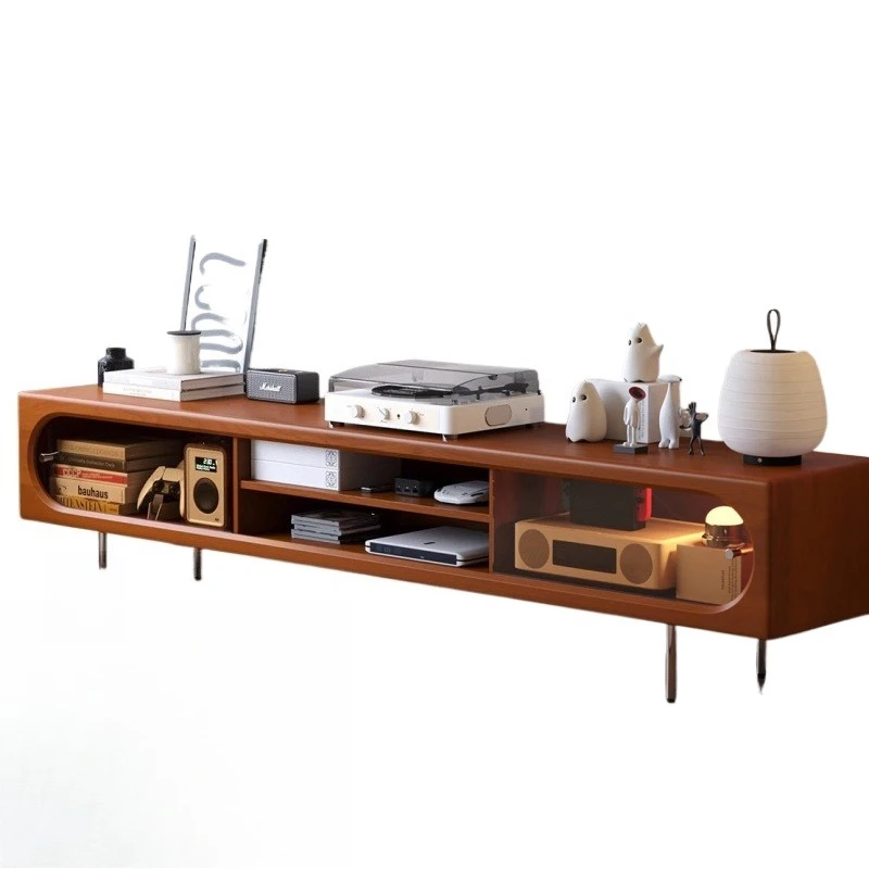 

Music box TV cabinet Solid wood antique small apartment glass sliding door