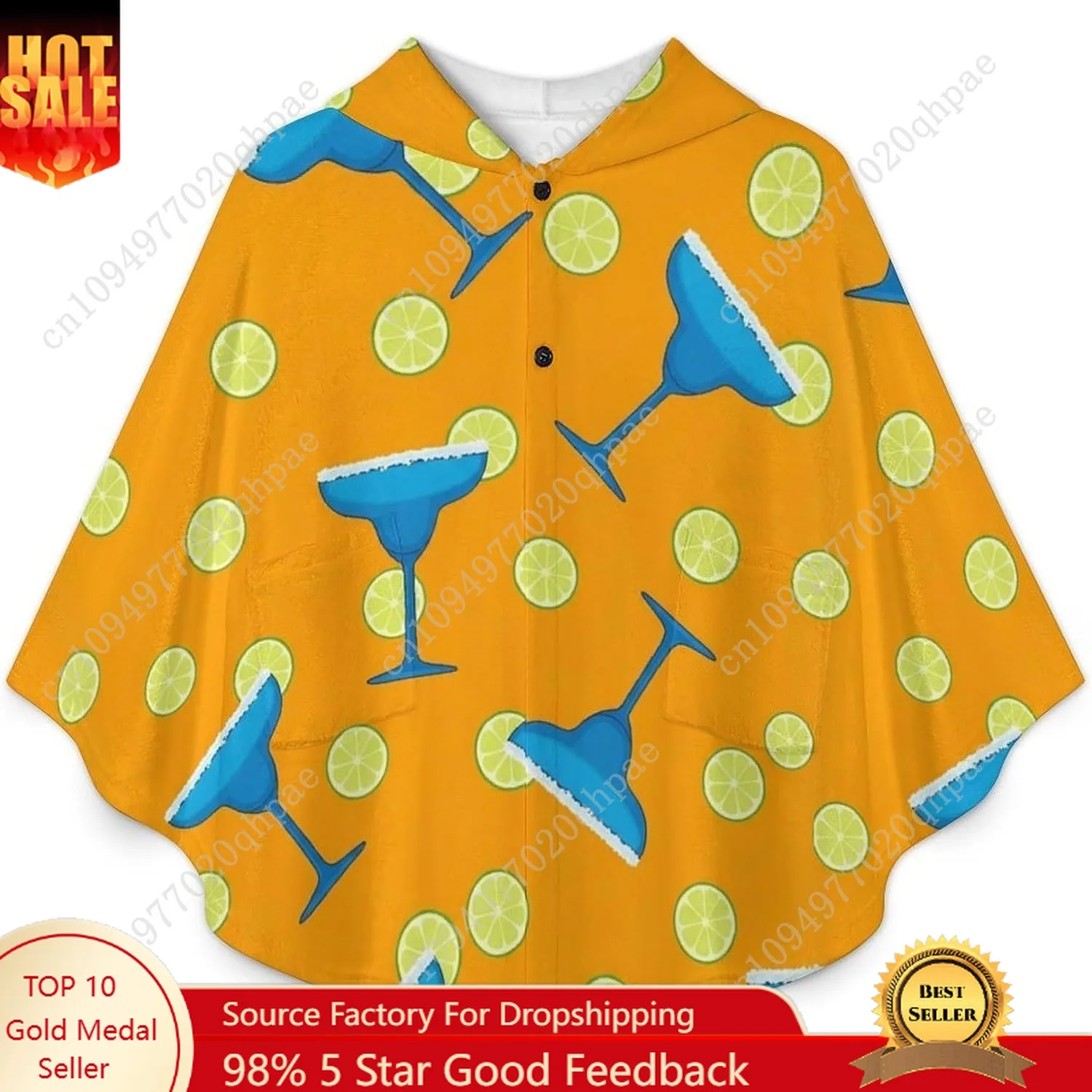 Comodo maglione coperta in flanella, occhiali Margarita, fette di lime, felpa con cappuccio oversize con tasche per bambini e adolescenti