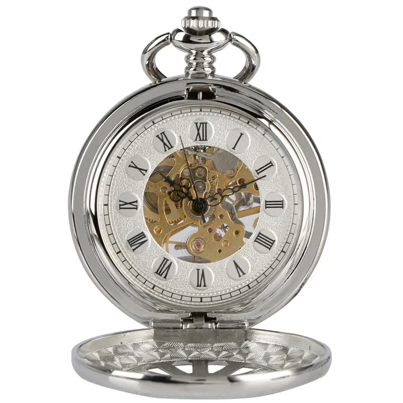 Antique Hollow-out Wheel Design Men Women Handwinding Mechanical Pocket Watch Fob Watches Pendant Clock Gifts