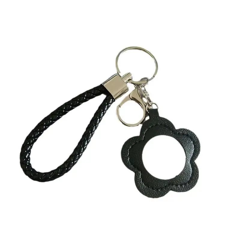 Multicolor Flower Shaped PU Leather Keychain With Braided Wrist Strap Sturdy Metal Clasps For Bag Decor Daily Use Gifts