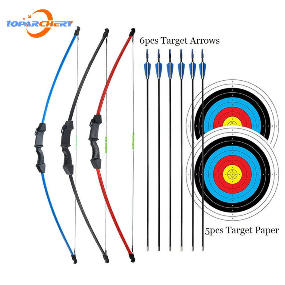 Kids Bow And Arrow Set Recurve Bow With Fiberglass Arrow Children Junior Archery Training Outdoor Parent-child Shooting Game