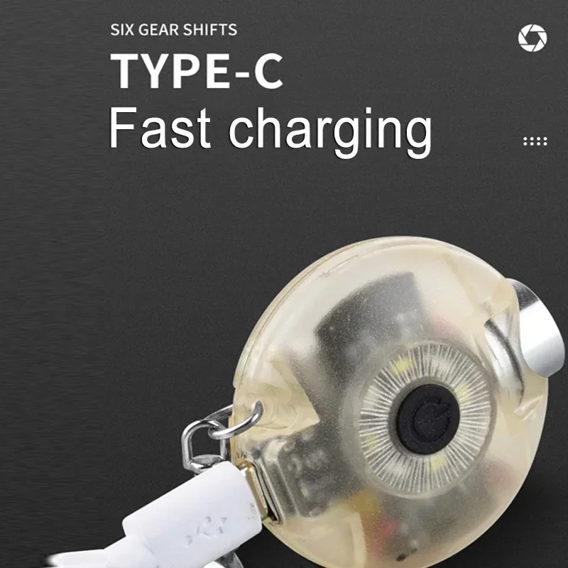 Mini Keychain Flashlight 6 Light Modes Torch Type-C Charging Multi-function Waterproof Fluorescent Magnetic Warning Camping Lamp