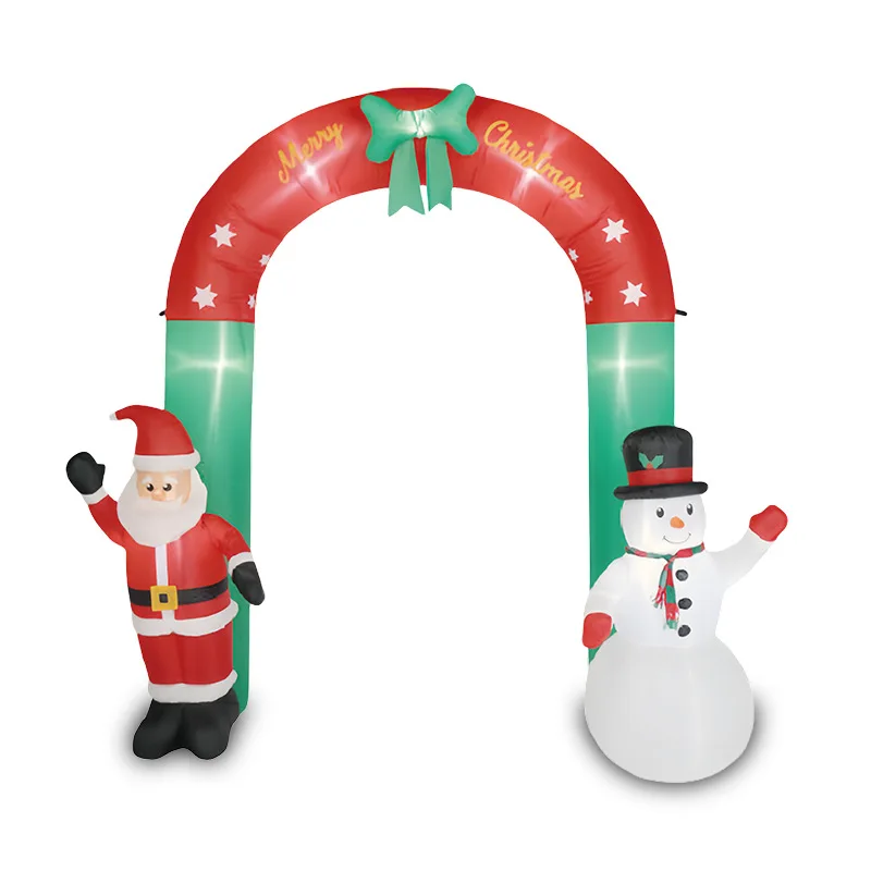 

Christmas porch decorations inflatable Santa snowman LED light arch air mold