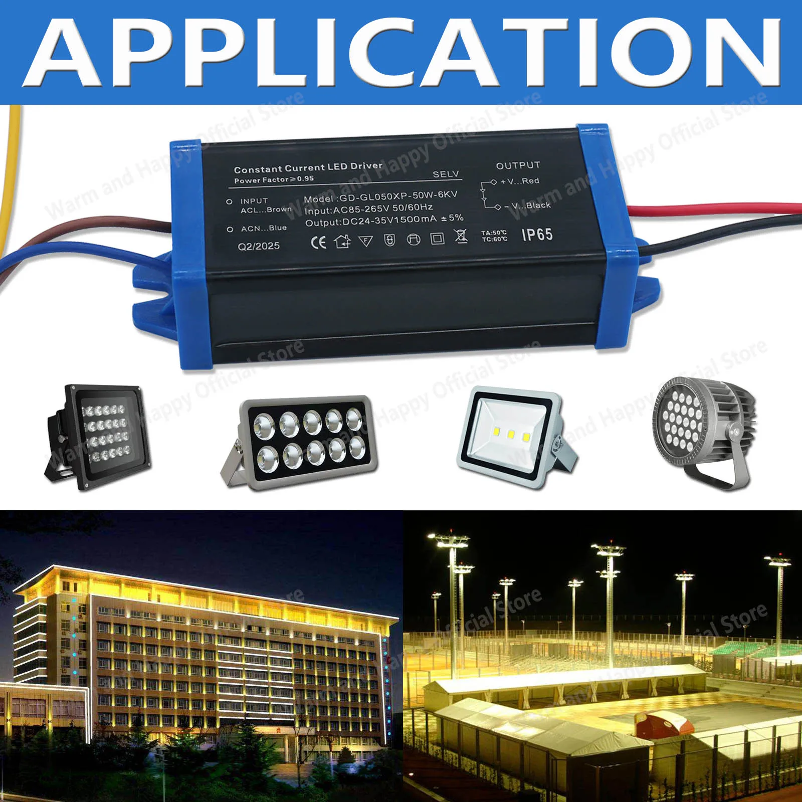 

50W DC24-35V LED Lighting Transformer 1500mA LED Constant Current Power Driver IP65 for LED Floodlights Lighting DIY