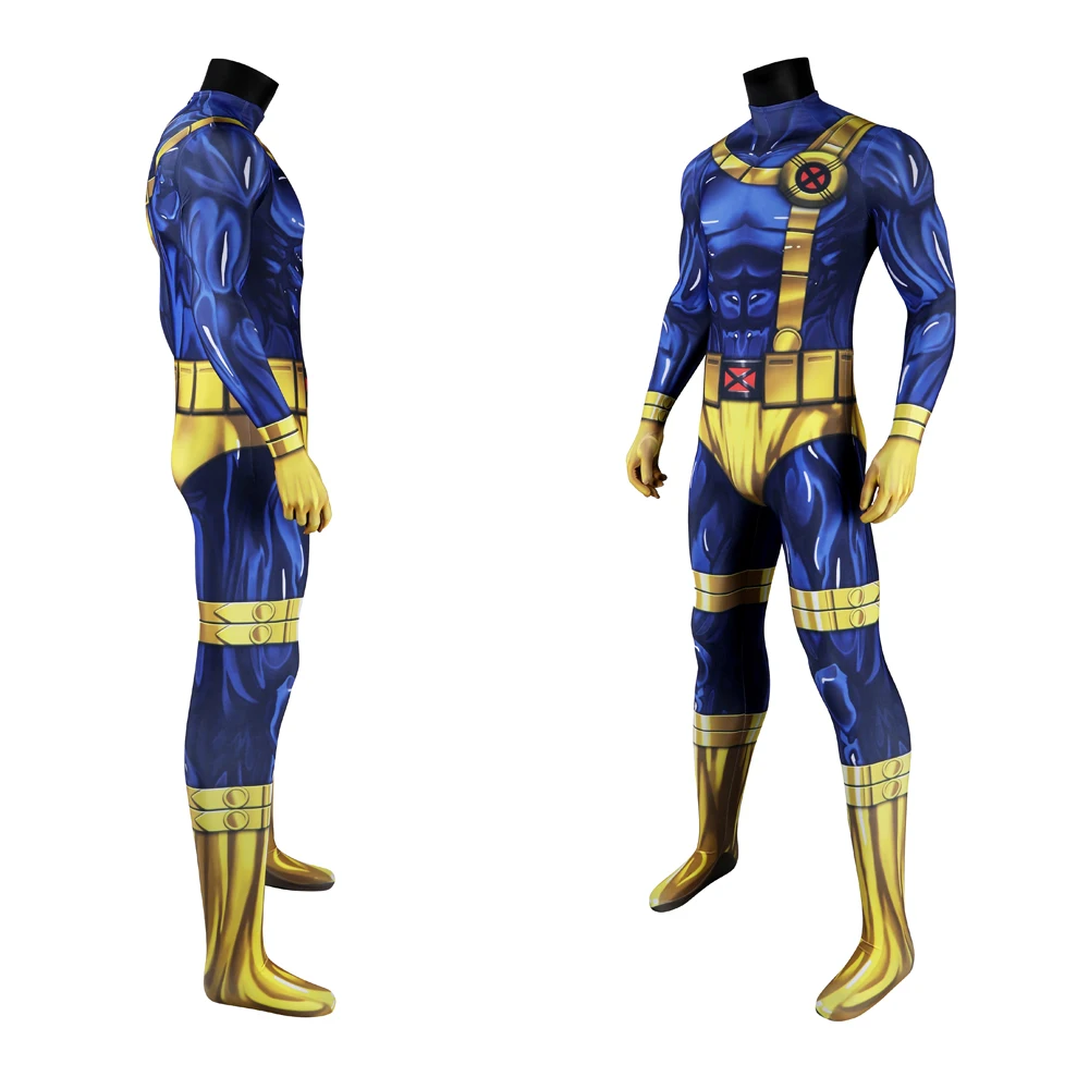 Zentai Adult Anime X Police 97 Man 3D PrintingJumpsuit Cyclops Scott Summers Jumpsuits Halloween Carnival Cosplay Costume