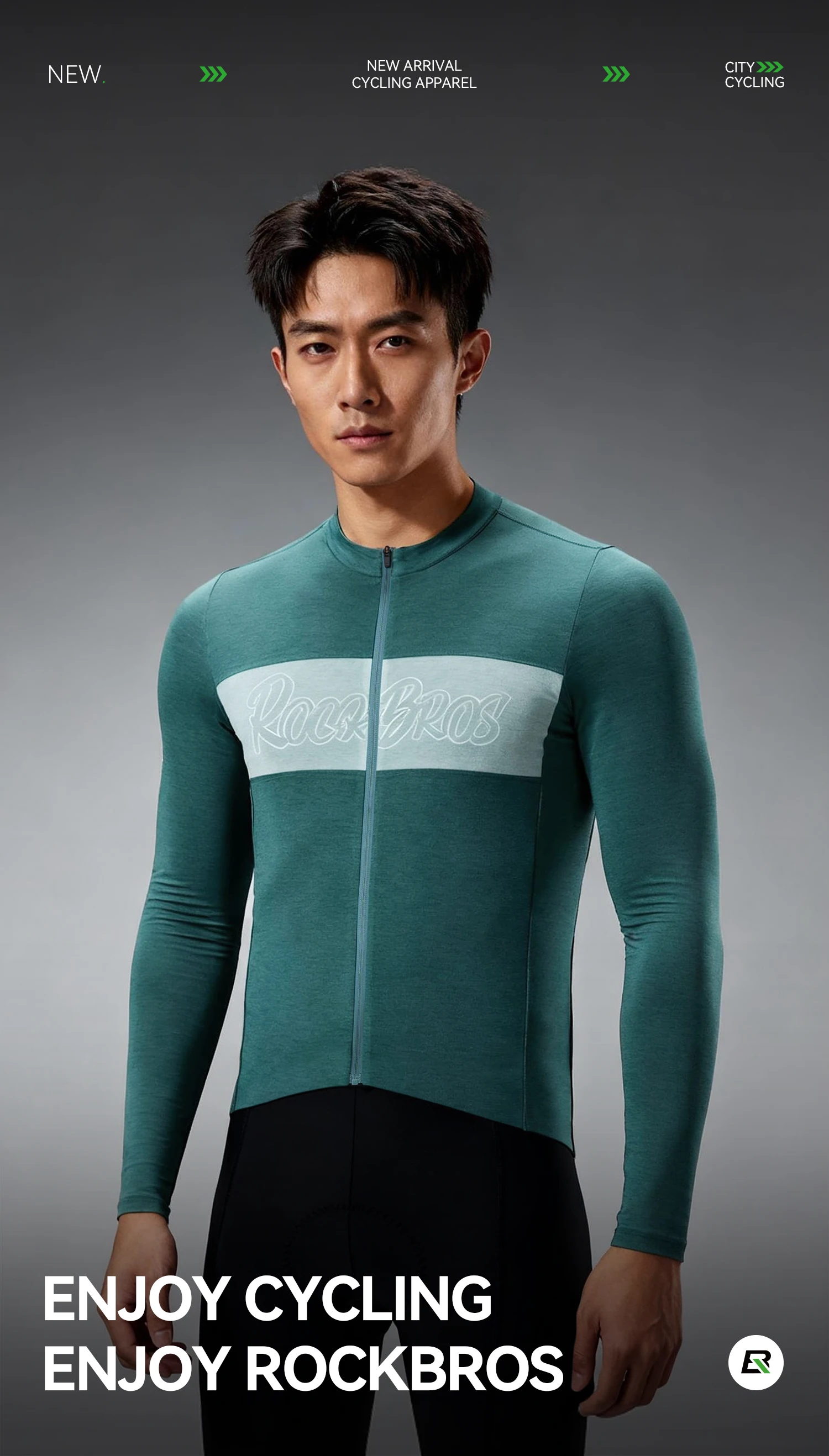 ROCKBROS Radtrikot mit langen Ärmeln, 17,5-Mikron-Wolle, atmungsaktive Fahrrad-Sportbekleidung, Sport-Tencel-Wollkleidung, Outdoor, Frühling/Herbst – Detail 1