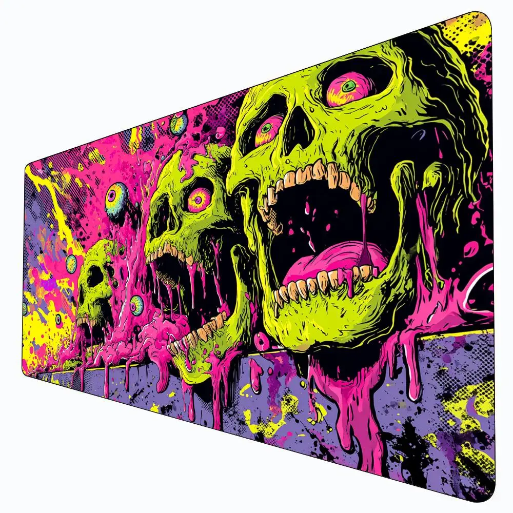 Mata do gry TCG w stylu neonowym z motywem czaszki horror, antypoślizgowa podstawa, 35x60 cm, mata do gier zbiorczych, mata do gier planszowych dla TCG — zdjęcie produktu 3