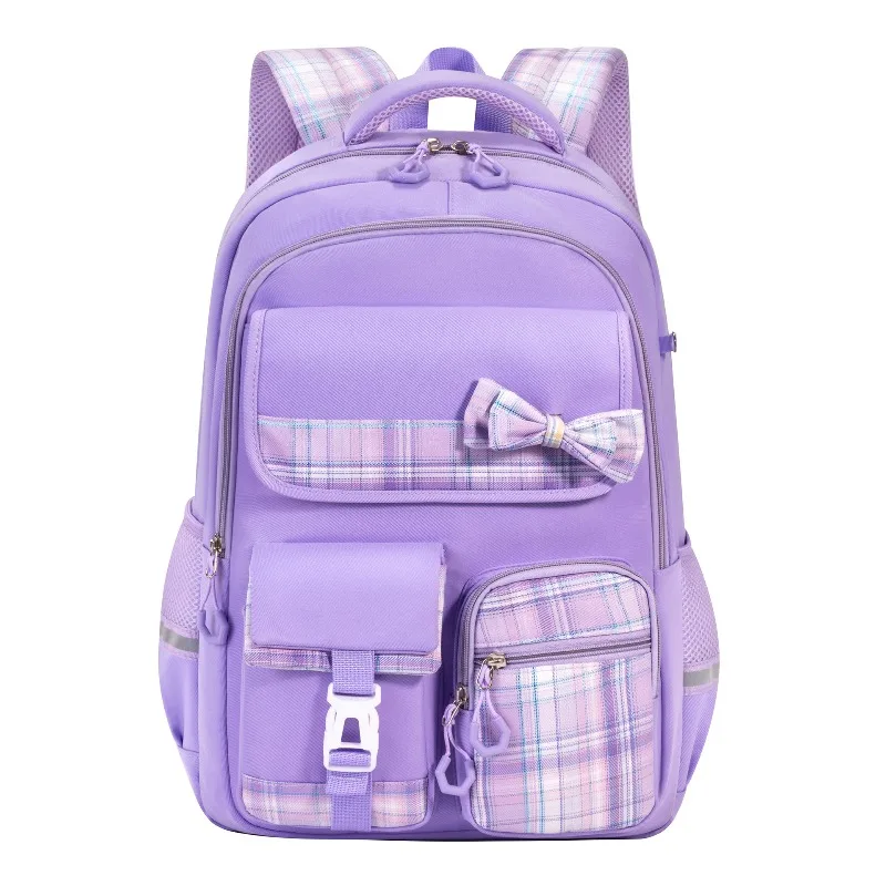 3pcs/set School Backpack for Girls Bookbag Elementary Middle School Bags Student Cute Plaid Backpack with Lunch Bag Pencil Bag
