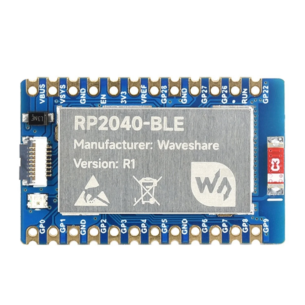 Waveshare RP2040-BLE Microcontroller Bluetooth Development Board Dual-Mode Bluetooth 5.1 FPC 8PIN Port Multi-Function GPIO Pin