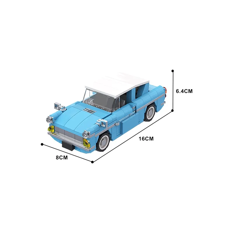 مجموعة قوالب بناء نموذج Flying Ford Anglia من MOC Weasley ، لعبة الطوب لتجميع السيارات الطائرة الزرقاء ، زينة هدايا تعليمية ترفيهية