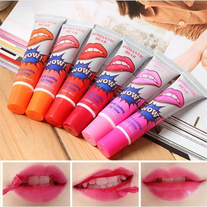 Lápiz labial líquido rojo Sexy, máscara de brillo de labios larga, Base impermeable, hidratante, maquillaje, Peel Off, brillo de labios, cosméticos,