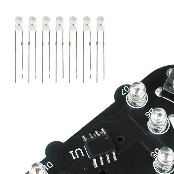 6 Modes LED Running Light Soldering Practice Kit Snail Shape, 7 Green LEDs DIY Electronics Learning Board for STEM Education