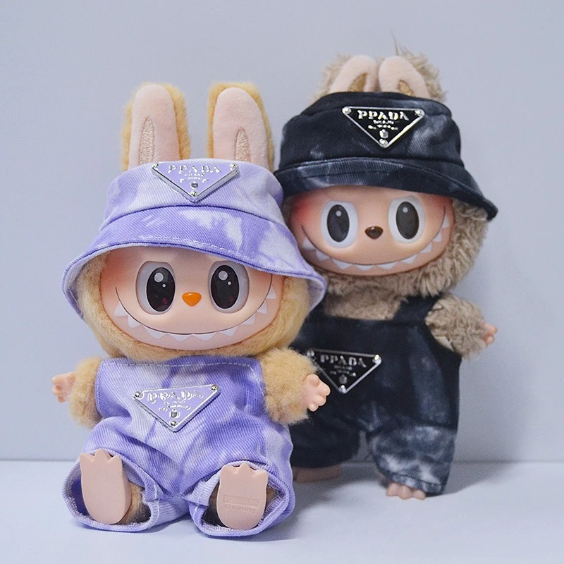 

Для Labubu 17 см ткань для куклы, окрашенный в галстук, джинсовый костюм нагрудник, нарядное платье для куклы, виниловое платье для куклы, сменная одежда для кукол с градиентом